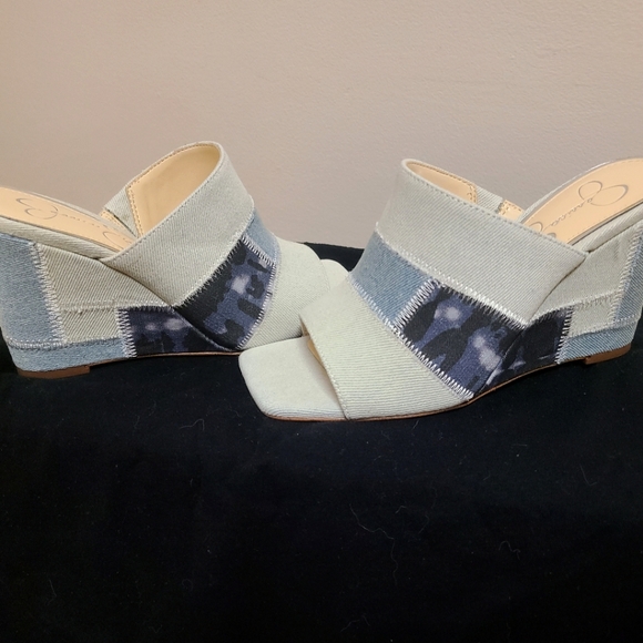 Stylish Jessica Simpson Denim Wedge Sandals - Picture 5 of 9